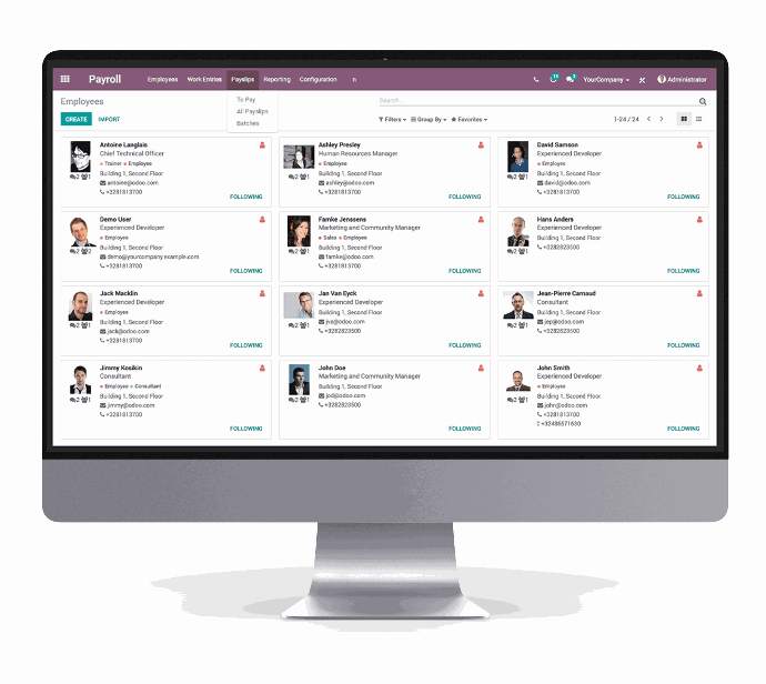 Odoo-Human-Resource-Management-module-deals-with-the-management-of-employees-and-their-related-strategies_Here-Odoo-provides-the-features-like-contract-management-leaves-Attendances-timesheets-and-other-documents-related-to-the-payroll_To-generate-the-payslip-for-each-employee-we-have-to-configure-their-contracts-first-If-an-employee-has-an-active-contract-payslips-can-be-generated-This-contract-specifies-the-basic-pay-working-schedules-duration-and-other-related-details-Employees-can-have-one-or-more-contracts-but-while-generating-the-payslips-an-active-one-or-the-latest-one-will-be-taken